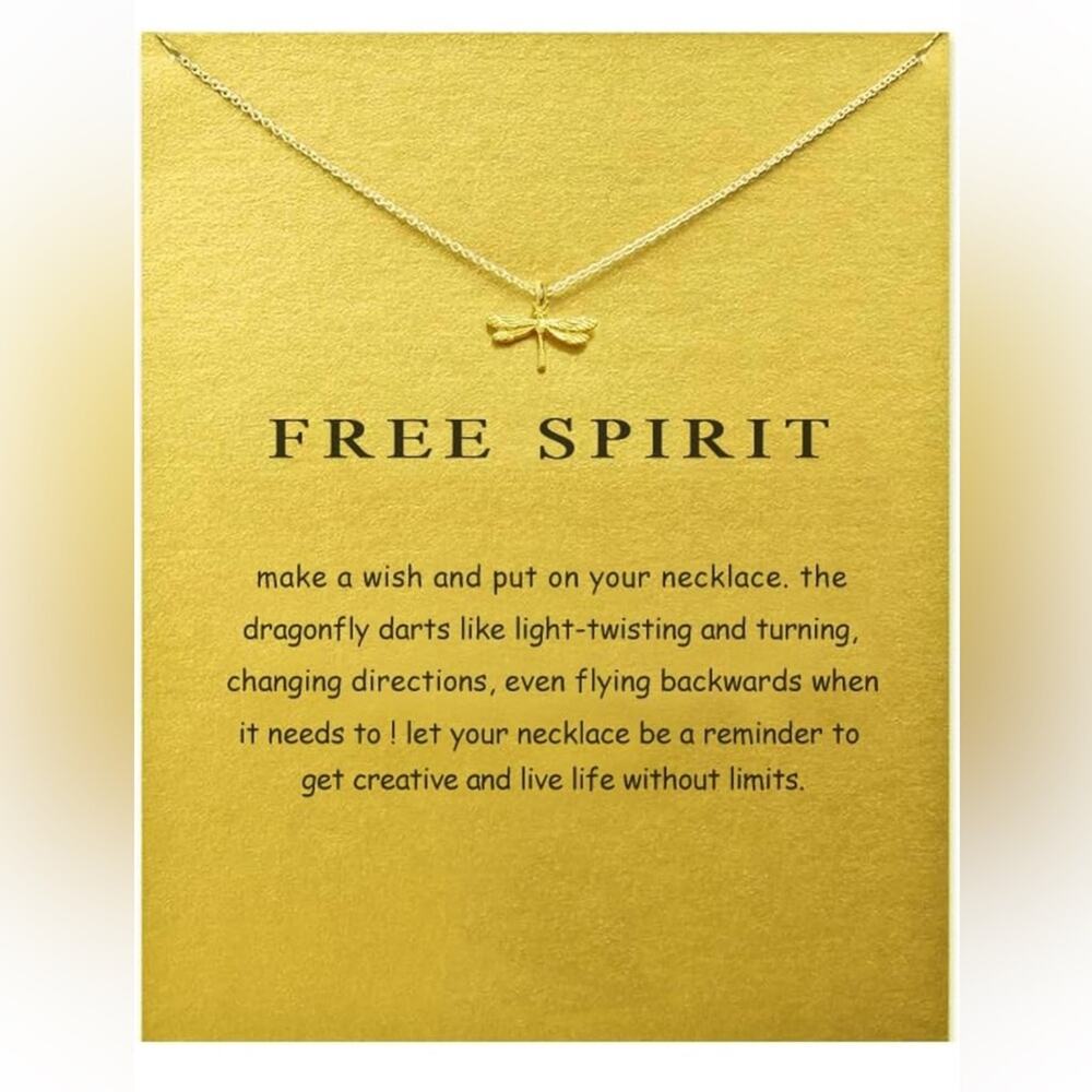 NWT free spirit dragonfly necklace in gold